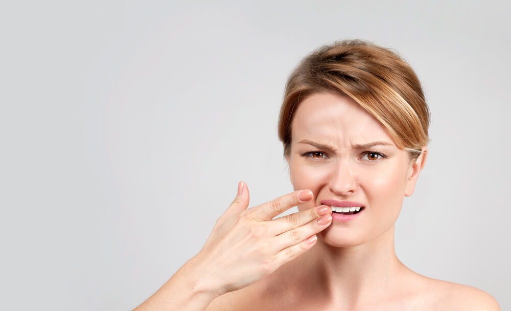 Tooth pain and dentistry, woman feeling strong toothache